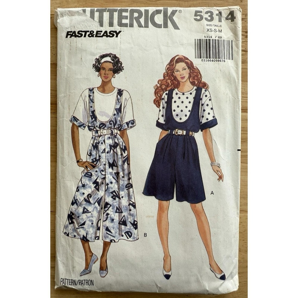 VTG Butterick Pattern 5314 Misses'‎ Jumpsuit & Top Size XS-M Cut Complete